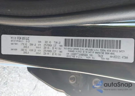 2019 Ram 1500 Big Horn/Lone Star 4X4 5'7 Box from USA, damaged, VIN 1C6SRFFT1KN885664